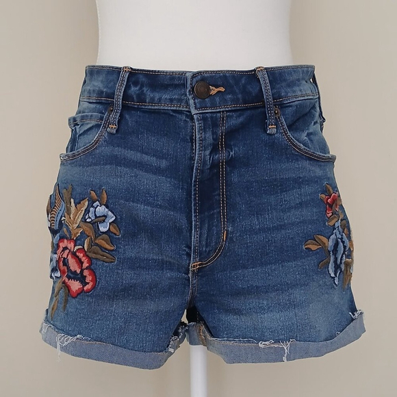 Abercrombie & Fitch High Rise Embroidered Denim Shorts Blue Size 29 - Picture 1 of 8